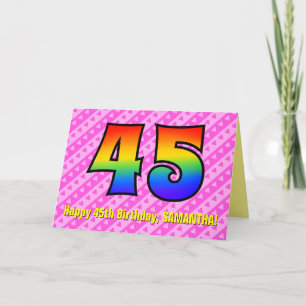 Leuke Roze Strepen, Harten, Regenboog # 45e Verjaa Kaart