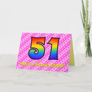 Leuke roze strepen, harten, regenboog # 51ste verj kaart