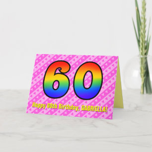 Leuke roze strepen, harten, regenboog # 60ste verj kaart