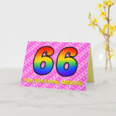 Leuke roze strepen, harten, regenboog # 66e verjaa kaart (Gele Bloem)