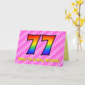 Leuke roze strepen, harten, regenboog # 77e verjaa kaart (Gele Bloem)