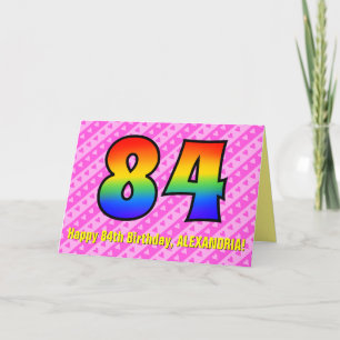 Leuke roze strepen, harten, regenboog # 84ste verj kaart