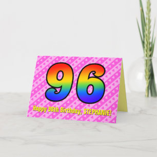 Leuke roze strepen, harten, regenboog # 96e verjaa kaart