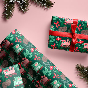 Leuke Roze Trein Kerstboom Levering Cadeaupapier