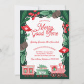 Leuke Roze Trein Kerstboom Levering Kaart (Voorkant)