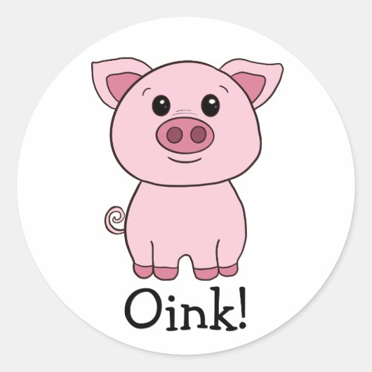Leuke roze varkensinkt! Boerderij Ronde Sticker (Voorkant)