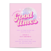 Leuke Roze Verjaardags Uitnodiging Groovy Tijd Fee