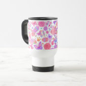 Leuke roze vlinder, cupcake, Snoep Reisbeker (Voorkant links)