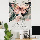 Leuke roze vlinder poster (Thuiskantoor)