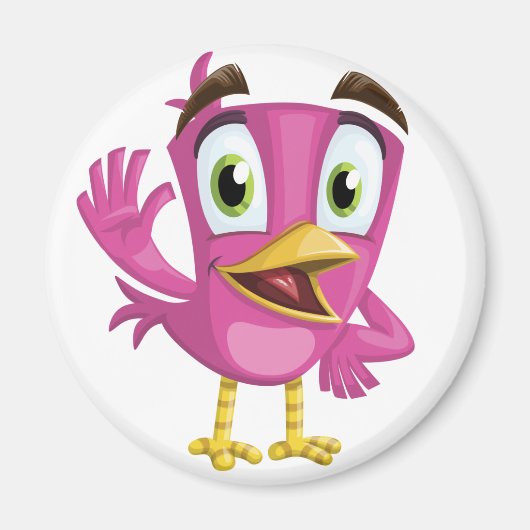 Leuke roze vogel Cartoon Magneet (Voorkant)