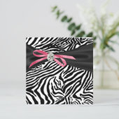 Leuke Roze Zebra Feest Uitnodiging (Staand voorkant)