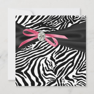 Leuke Roze Zebra Feest Uitnodiging