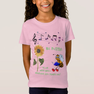 Leuke roze zonnebloem bijen positief t-shirt