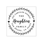 Leuke rustieke krans & hand geletterd script adres 	rubberstempel (Afrduk)