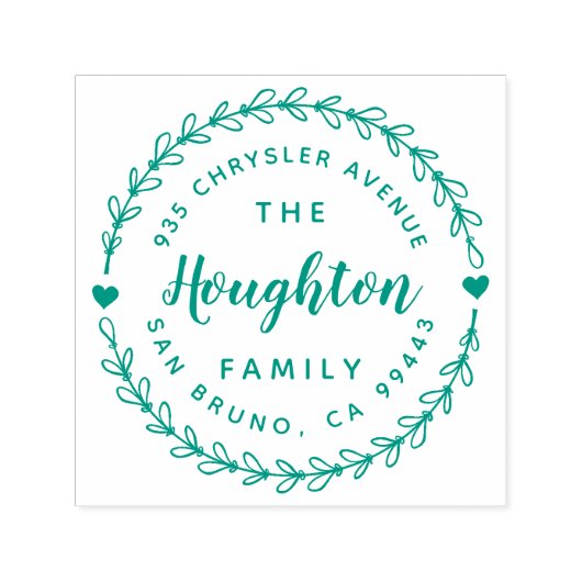 Leuke rustieke krans & hand geletterd script adres  zelfinktende stempel (Design)