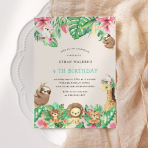 Leuke Safari Dieren Virtual Birthday Party Kaart