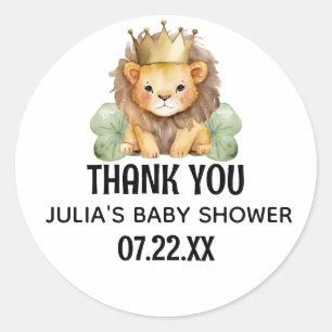 Leuke Safari King Lion Baby shower Dank u Ronde Sticker