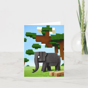 Leuke Safari Olifant Pixel Art Feestdagen Kaart