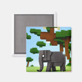 Leuke Safari Olifant Pixel Art Magneet (Voorkant / Achterkant)