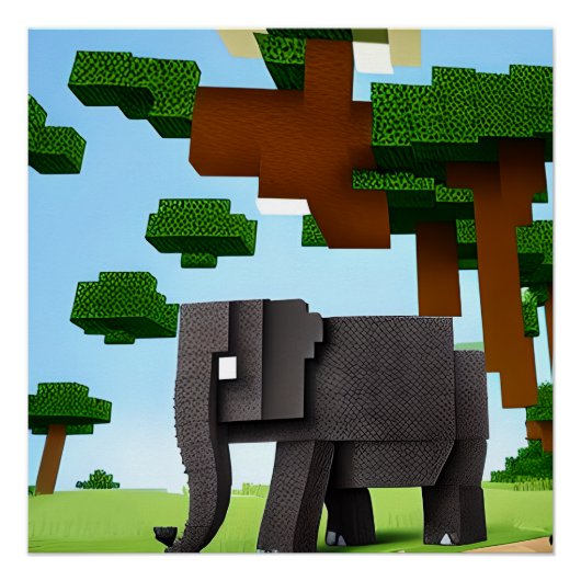 Leuke Safari Olifant Pixel Art Perfect Poster (Voorkant)