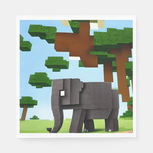 Leuke Safari Olifant Pixel Art Servet (Voorkant)
