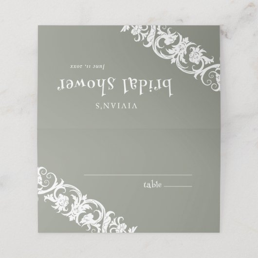 Leuke Sage Groene Griezende Gezicht Bloemige Bruid (Buitenkant ongevouwen)