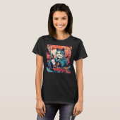 Leuke Samurai Kat Japans Tattoo Kabuki T-shirt (Voorkant volledig)