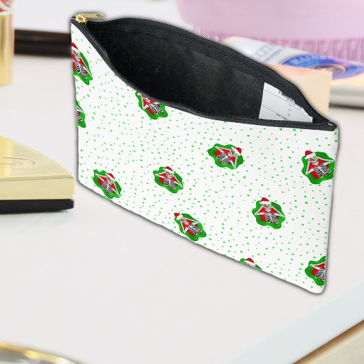 Leuke Santa Skeletten in groene Red Blob Stippen Etui