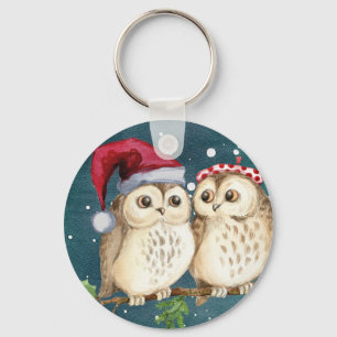 Leuke Santa Uilen met petten Sleutelhanger