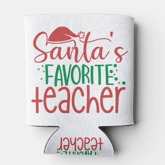 Leuke Santa's favoriete leraar Blikjeskoeler (Achterkant)