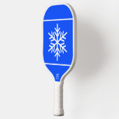 Leuke Scandinavische sneeuwvlok op Royal Blue Whit Pickleball Paddle (Links)