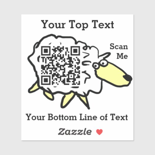 Leuke schapen met uw QR-code op een Sticker (Vel)