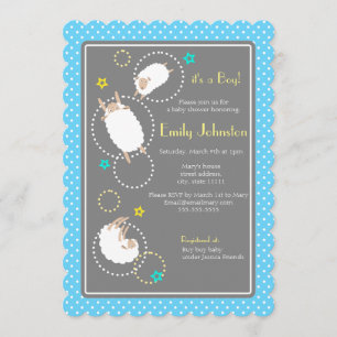 Leuke schapenjongen baby shower uitnodiging