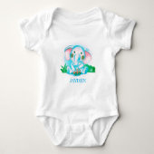 Leuke schattige blauwe waterverf olifant romper (Voorkant)