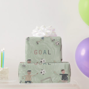 Leuke schattige kinderen die voetbal spelen cadeaupapier