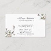 Leuke Schattige Llama Waterverf Schets Bloemen Visitekaartje (Achterkant)