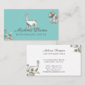 Leuke Schattige Llama Waterverf Schets Bloemen Visitekaartje (Voorkant / Achterkant)