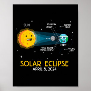 Leuke Schattige Totale Zonsverduistering 2024 Wete Poster