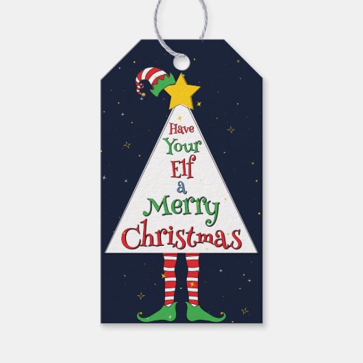 Leuke Schattigee elf woordspeling "Have Your Elf a Cadeaulabel (Voorkant)