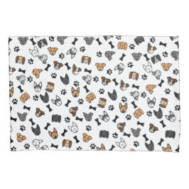 Leuke Schattigee Hondenrassen met Botten en Paw Pr Kussensloop