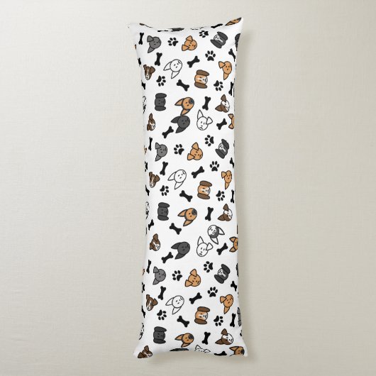 Leuke Schattigee Hondenrassen met Botten en Paw Pr Lichaamskussen (Achterkant (Verticaal))