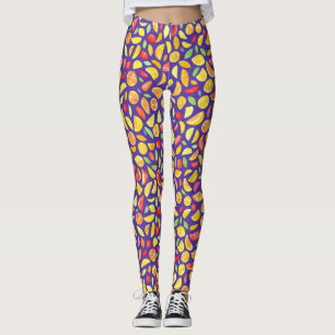 Leuke Schattigee kleurrijke fruitschijfjes Paarse  Leggings