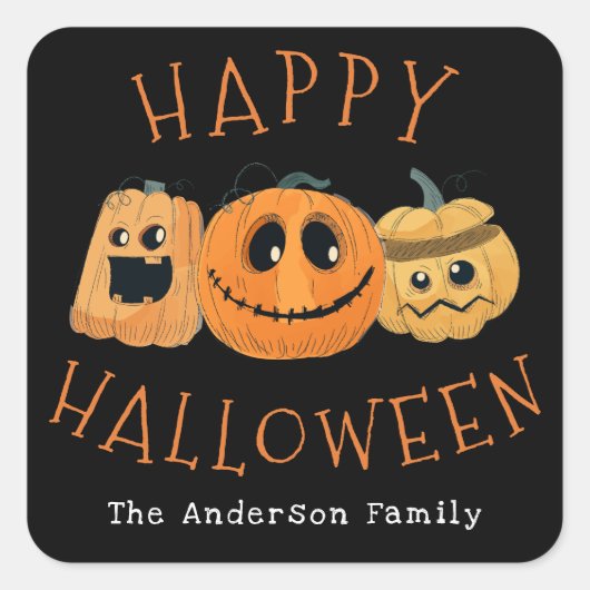 Leuke Schattigee Pompoen Jack O'Lantern Halloween  Vierkante Sticker (Voorkant)