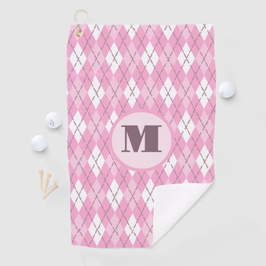 Leuke Schattigee roze preppy argyle aangepaste mon Golfhanddoek (Insitu)