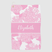 Leuke Schattigee roze preppy bloem aangepaste naam Golfhanddoek (Voorkant)