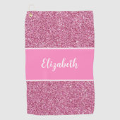 Leuke Schattigee roze preppy glitter aangepaste na Golfhanddoek (Voorkant)