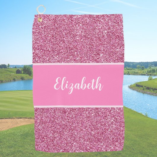 Leuke Schattigee roze preppy glitter aangepaste na Golfhanddoek