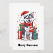 Leuke Schattigee Siberische Husky Kerstman Kerstho Feestdagenkaart (Voorkant / Achterkant)