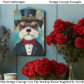Leuke Schattigee Steampunk Dog In Top Hat Z5 Decou Tissuepapier