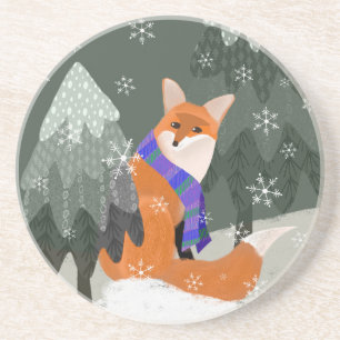 Leuke Schattigee Winter Fox Onderzetter